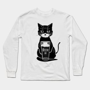 Cat with beer Long Sleeve T-Shirt